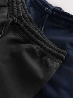 Joggingbroeken|Next - Slim Fit Brushback Heavyweight 2 Pack Joggers Leisteengrijs/marineblauw