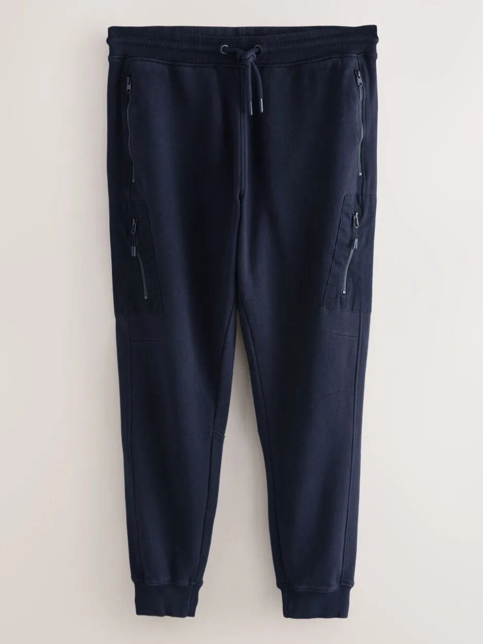 Joggingbroeken*Next - Slim Fit Utility Brushback Heavyweight 2 Pack Cargo Joggers Leisteengrijs/marineblauw