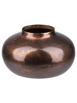 Vazen*Libra Interiors Large Tambora Copper Finish Metal Squat Vase