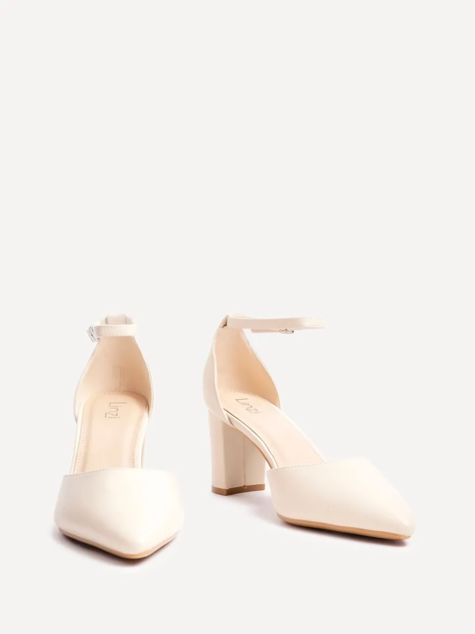 Schoenen Met Hakken*Linzi Licht beige - Leona pumps met blokhak en dichte hiel