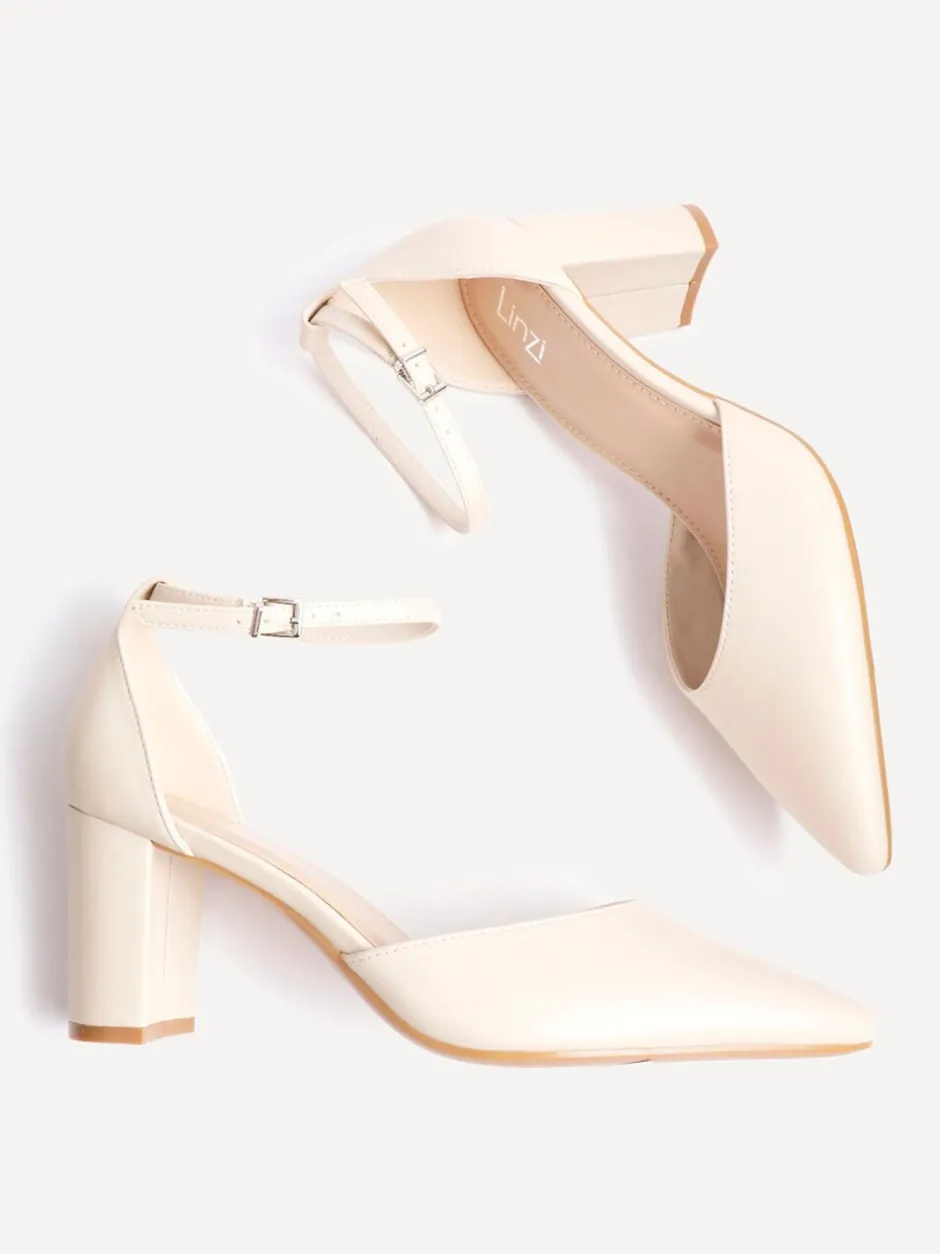 Schoenen Met Hakken*Linzi Licht beige - Leona pumps met blokhak en dichte hiel