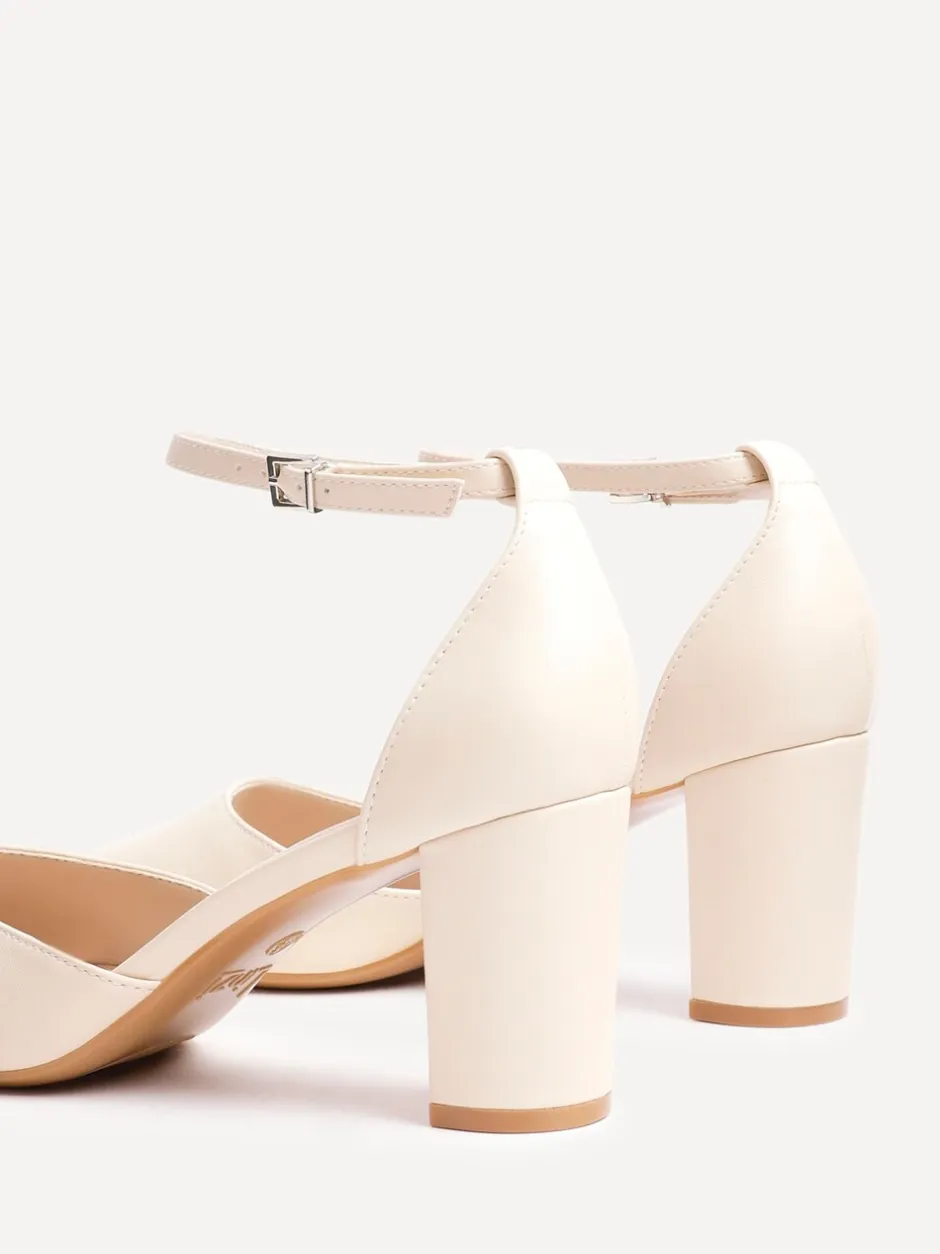 Schoenen Met Hakken*Linzi Licht beige - Leona pumps met blokhak en dichte hiel