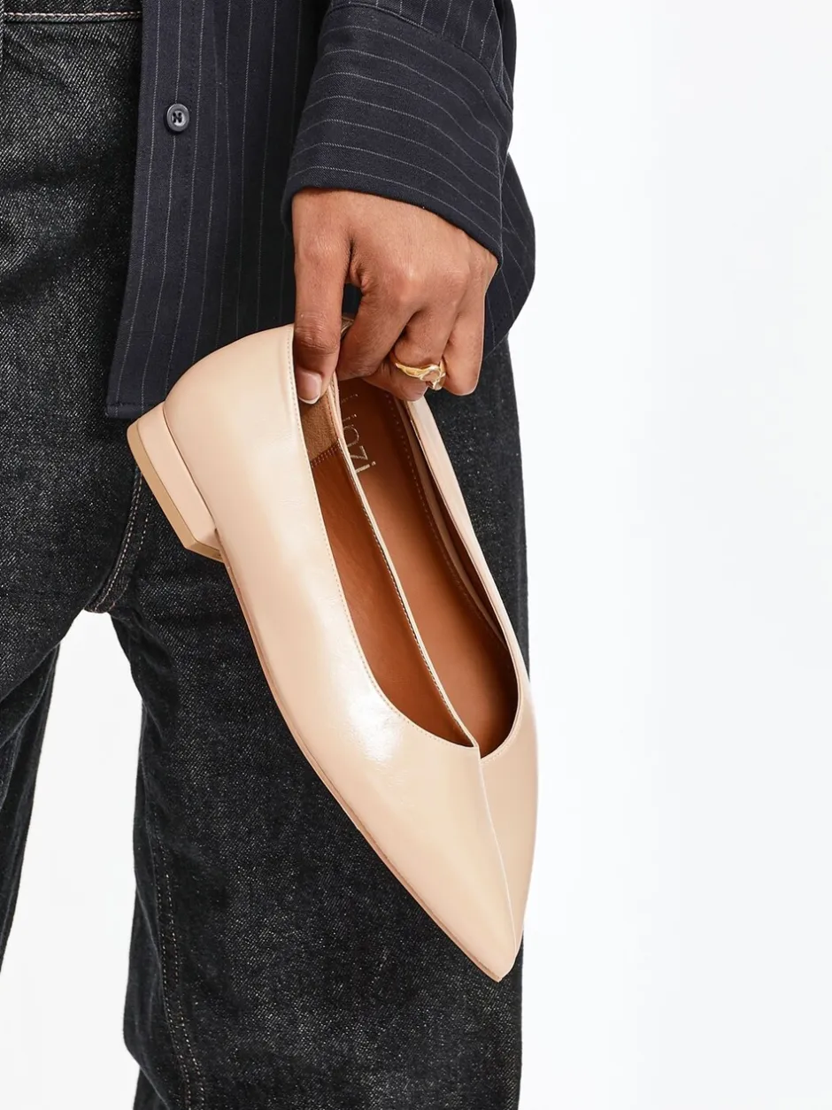 Ruimvallend En Extraruimvallend|Lage Schoenen*Linzi - Wide Fit Compete Pointed Toe Ballet Flat Shoes Licht beige