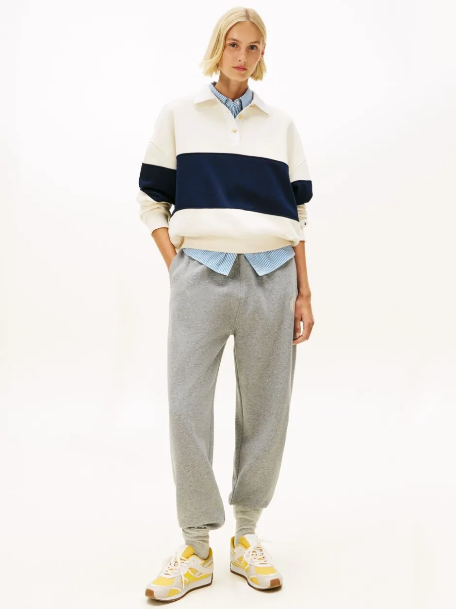 Hoody's En Sweatshirts*Tommy Hilfiger - goudkleurig relaxed rugby-sweatshirt met knopen Licht beige