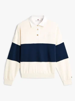 Hoody's En Sweatshirts*Tommy Hilfiger - goudkleurig relaxed rugby-sweatshirt met knopen Licht beige