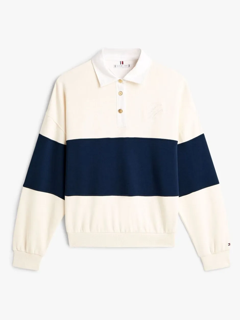 Hoody's En Sweatshirts*Tommy Hilfiger - goudkleurig relaxed rugby-sweatshirt met knopen Licht beige