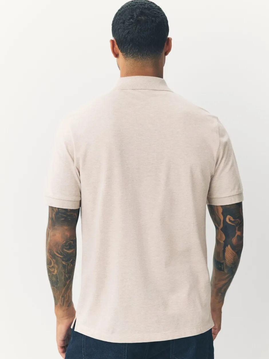 Poloshirts|Next Licht neutraal gemêleerd - Normale Pasvorm - Piqué poloshirt met korte mouwen