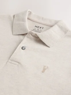 Poloshirts|Next Licht neutraal gemêleerd - Normale Pasvorm - Piqué poloshirt met korte mouwen