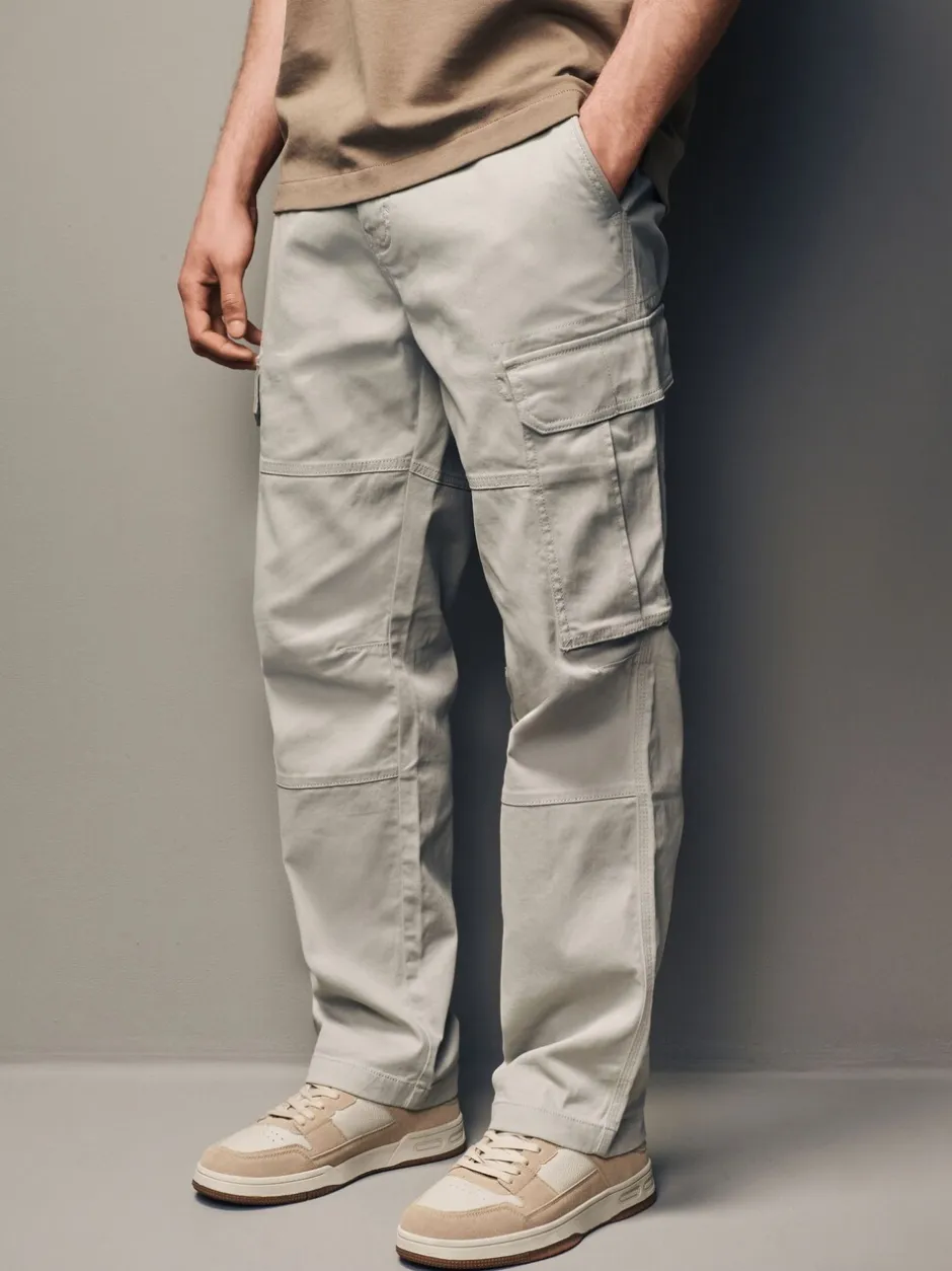 Broeken En Chino's*Next Licht pastelgeel - Straight fit - Katoenen cargostretchbroek