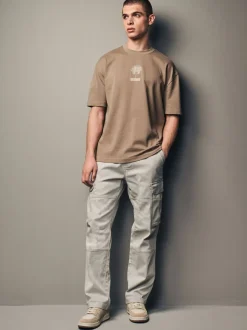 Broeken En Chino's*Next Licht pastelgeel - Straight fit - Katoenen cargostretchbroek
