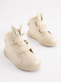 Sneakers*Next - Hoge sneakers met klittenbandsluiting Lichtbeige met konijn