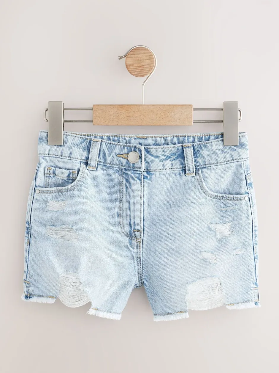 Shorts En Rokken|Next - 100% katoenen shorts met gerafelde rand (3-16jr) Lichtblauw