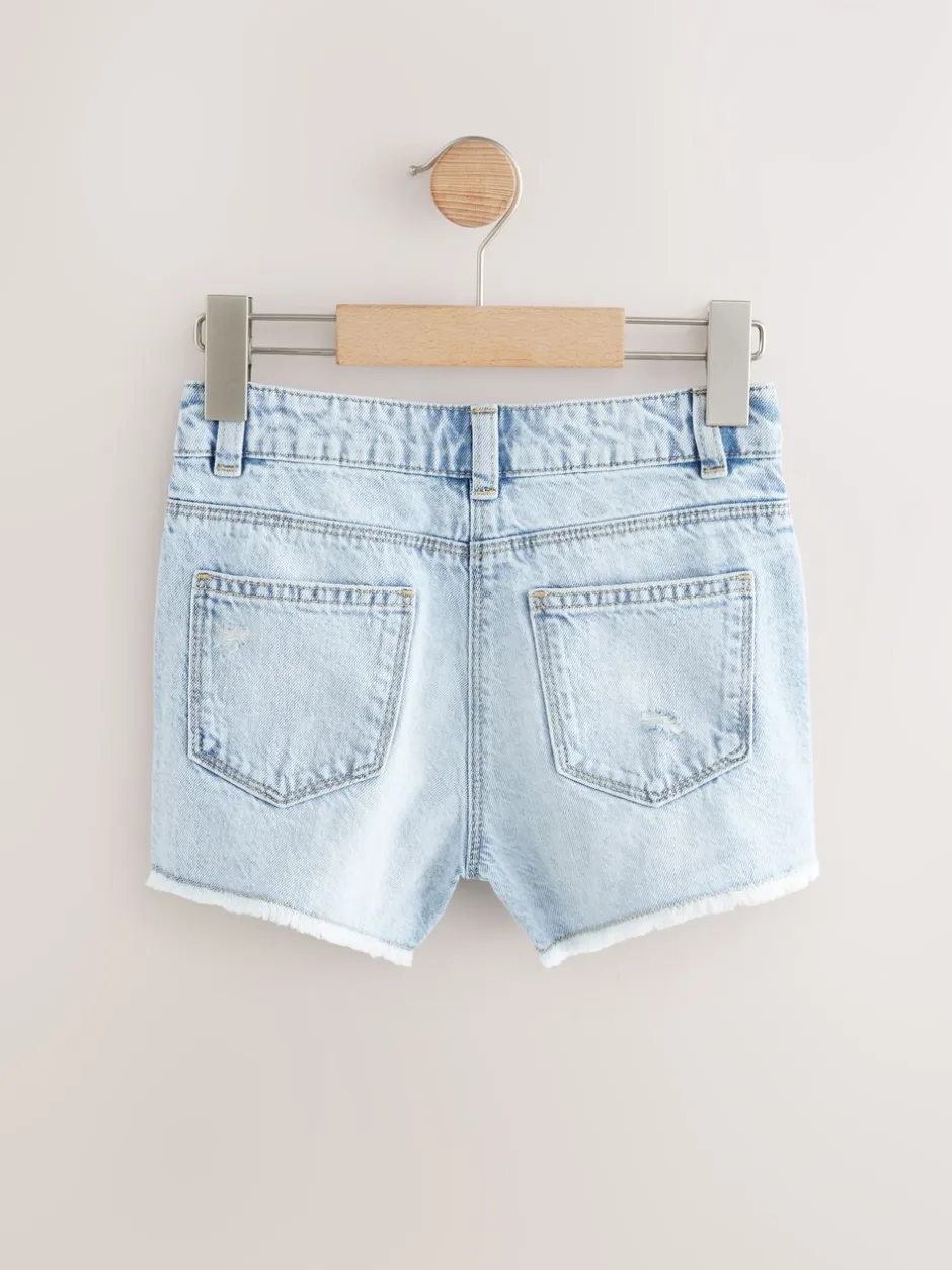 Shorts En Rokken|Next - 100% katoenen shorts met gerafelde rand (3-16jr) Lichtblauw