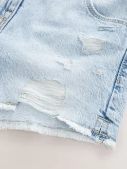 Shorts En Rokken|Next - 100% katoenen shorts met gerafelde rand (3-16jr) Lichtblauw