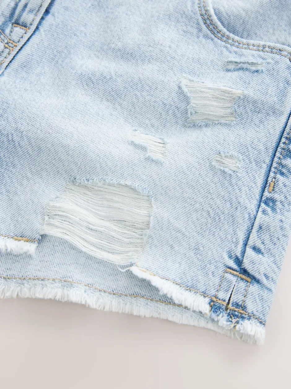 Shorts En Rokken|Next - 100% katoenen shorts met gerafelde rand (3-16jr) Lichtblauw