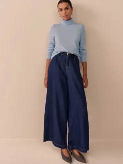 Gebreide Kleding|Next - 100% Merinowollen N.Premium trui met rolkraag Lichtblauw