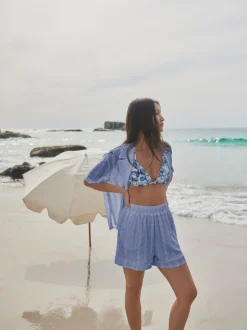 Shorts|Next Lichtblauw - Broderie vakantieshorts