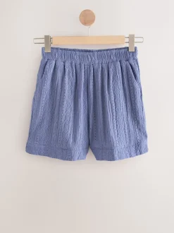 Shorts|Next Lichtblauw - Broderie vakantieshorts