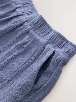 Shorts|Next Lichtblauw - Broderie vakantieshorts