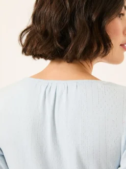 Pyjama's|Loungewear*Fat Face - FatFace Pointelle Henley Top Lichtblauw