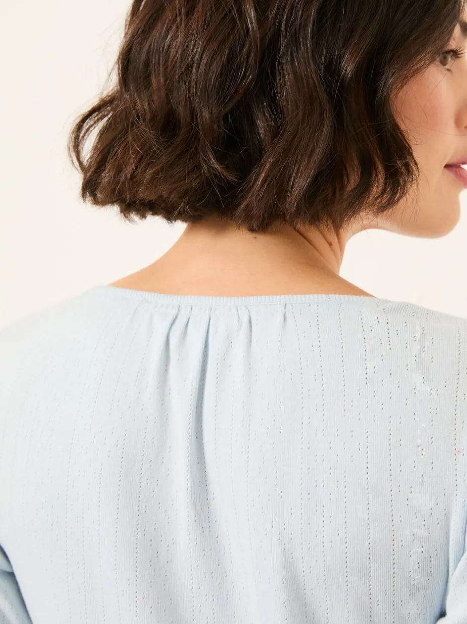 Pyjama's|Loungewear*Fat Face - FatFace Pointelle Henley Top Lichtblauw