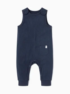 Tuinbroeken|Mori - Ribbed Romper Dungarees Lichtblauw