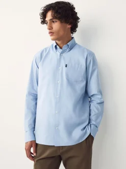 Formele Overhemden|Shirts|Next Lichtblauw - Normale Pasvorm - Gemakkelijk te strijken Oxford overhemd met doorlopende knopen