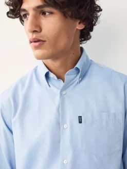 Formele Overhemden|Shirts|Next Lichtblauw - Normale Pasvorm - Gemakkelijk te strijken Oxford overhemd met doorlopende knopen