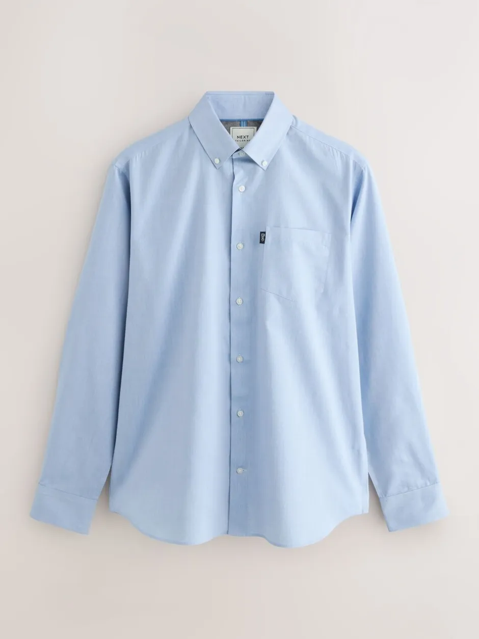 Formele Overhemden|Shirts|Next Lichtblauw - Normale Pasvorm - Gemakkelijk te strijken Oxford overhemd met doorlopende knopen