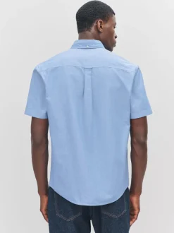 Formele Overhemden|Shirts|Next Lichtblauw - Normale Pasvorm - Oxford-overhemd met korte mouwen