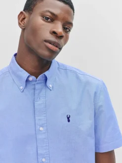 Formele Overhemden|Shirts|Next Lichtblauw - Normale Pasvorm - Oxford-overhemd met korte mouwen