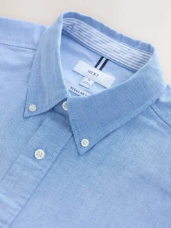 Formele Overhemden|Shirts|Next Lichtblauw - Normale Pasvorm - Oxford-overhemd met korte mouwen