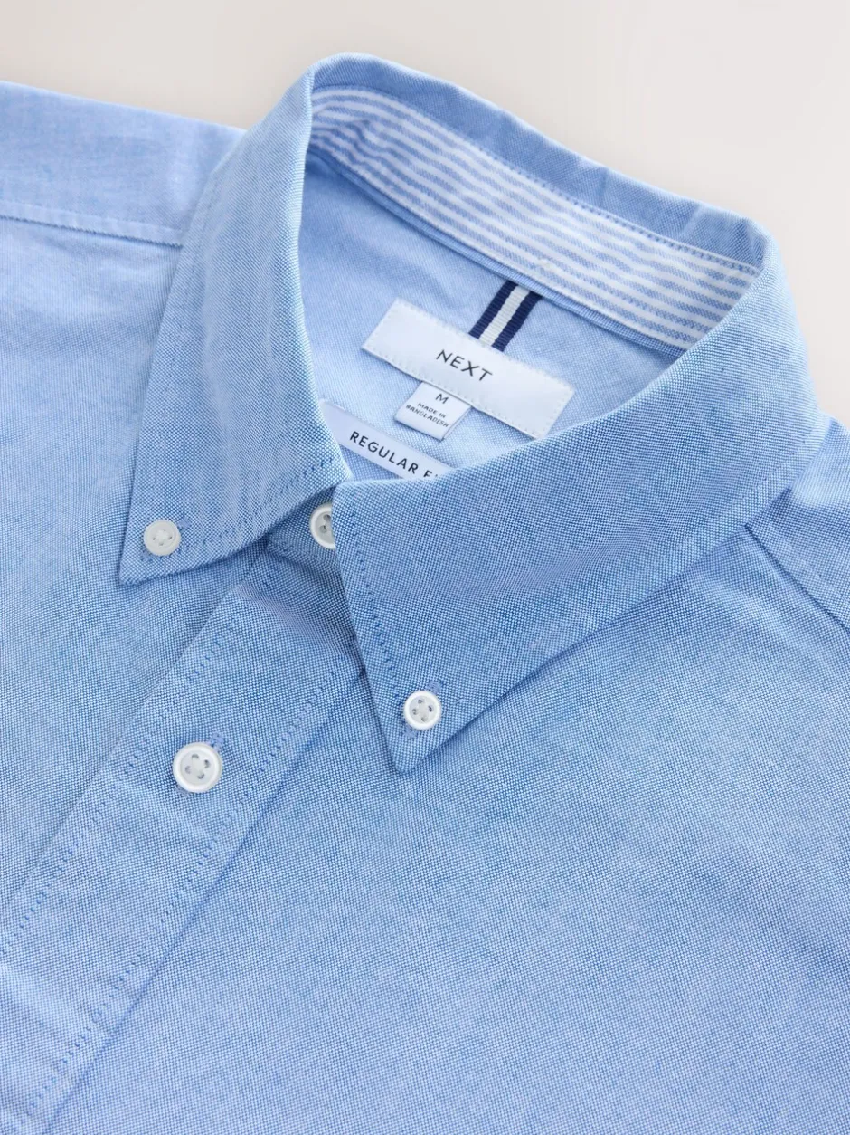 Formele Overhemden|Shirts|Next Lichtblauw - Normale Pasvorm - Oxford-overhemd met korte mouwen