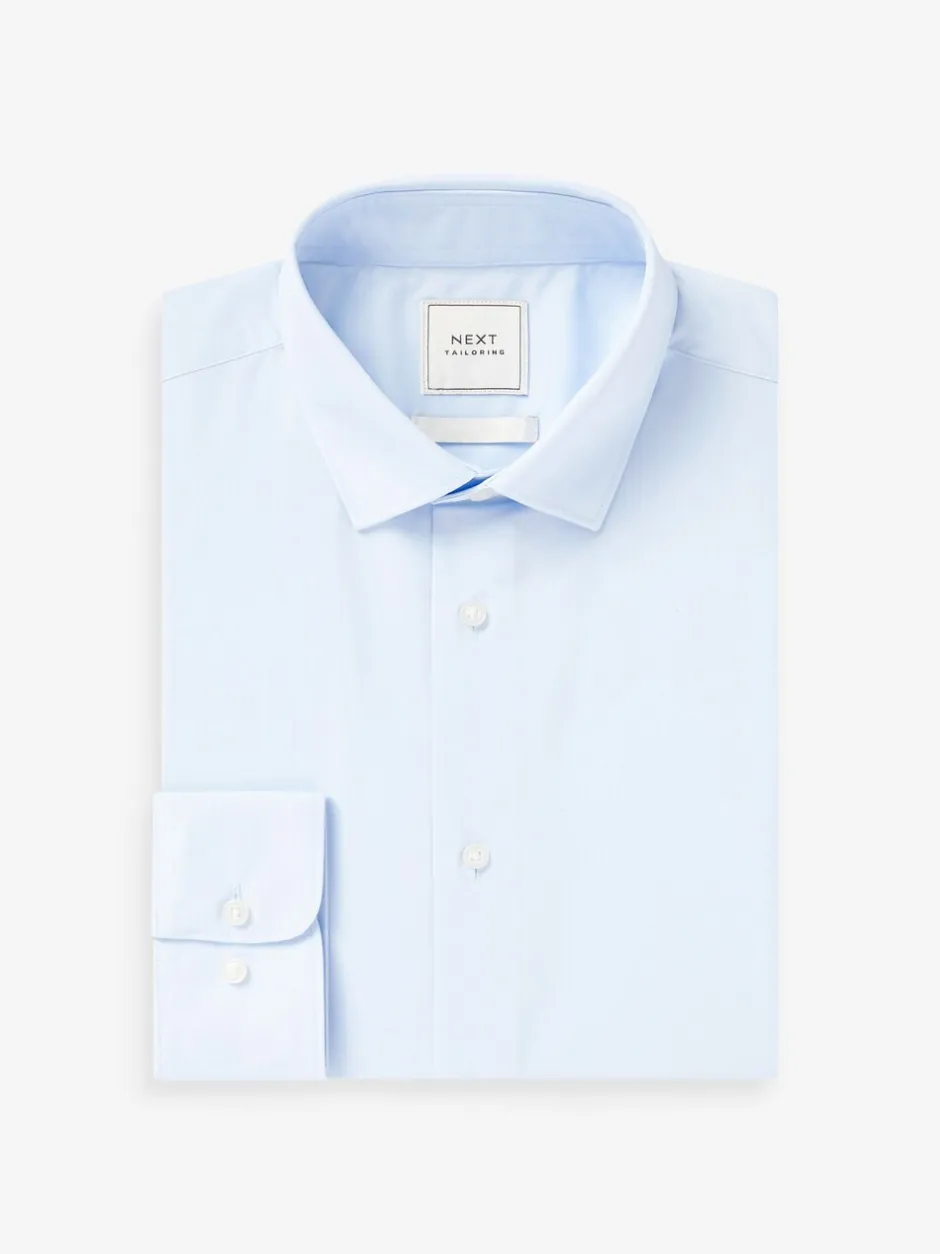 Formele Overhemden|Shirts|Next Lichtblauw - Normale Pasvorm - Strijkvrij net overhemd met enkele manchet