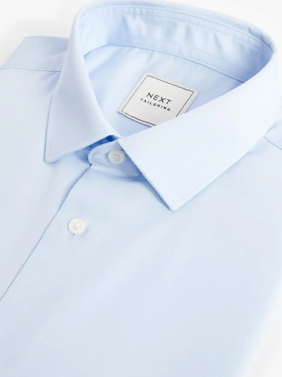 Formele Overhemden|Shirts|Next Lichtblauw - Normale Pasvorm - Strijkvrij net overhemd met enkele manchet