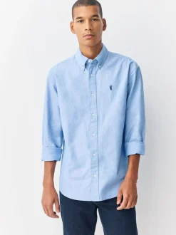 Formele Overhemden|Shirts|Next Lichtblauw - Normale Pasvorm - Oxford-hemd met lange mouwen