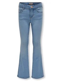Jeans*ONLY KIDS - ONLY - Kinderjeans met uitlopende pijpen en verstelbare taille Lichtblauw