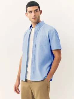 Shirts*Next Lichtblauw - Oxford-overhemd met korte mouwen