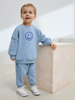 Joggingbroeken|Sweaters En Hoody´S*Next - Printed Crew Neck Sweat Top & Joggers Set (3mths-7yrs) Lichtblauw