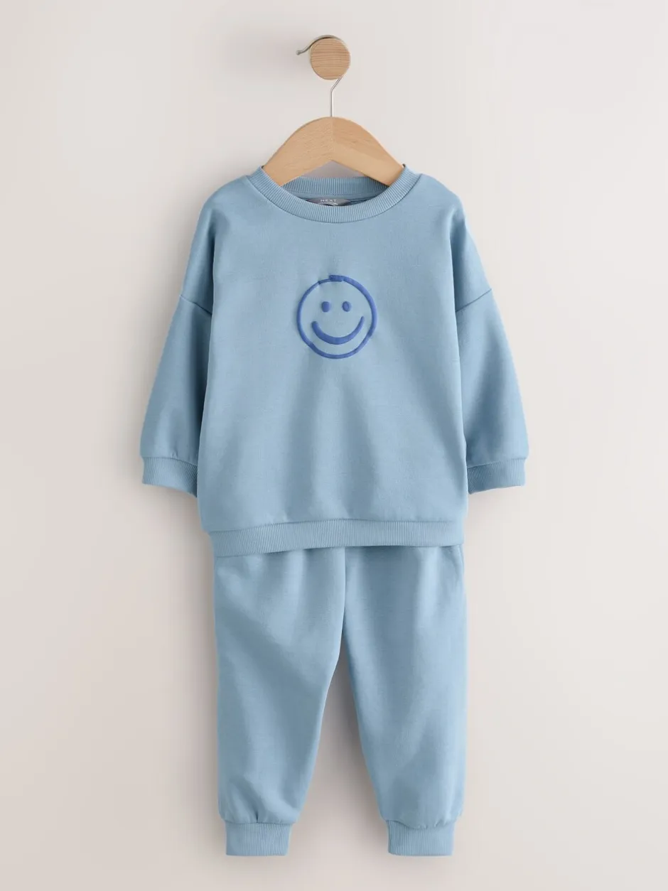 Joggingbroeken|Sweaters En Hoody´S*Next - Printed Crew Neck Sweat Top & Joggers Set (3mths-7yrs) Lichtblauw