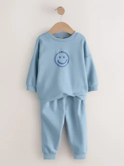 Joggingbroeken|Sweaters En Hoody´S*Next - Printed Crew Neck Sweat Top & Joggers Set (3mths-7yrs) Lichtblauw