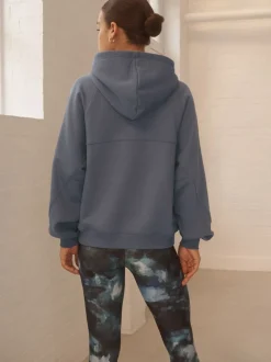 Hoody's En Sweatshirts|Next - Relaxte zware hoodie met normale lengte Lichtblauw