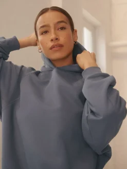 Hoody's En Sweatshirts|Next - Relaxte zware hoodie met normale lengte Lichtblauw