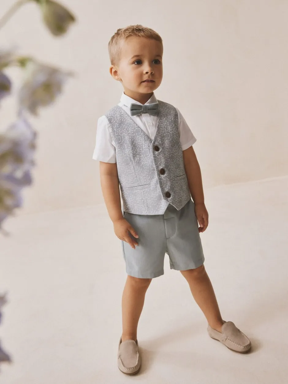 Kostuums En Herenvesten|Next Lichtblauw - Set met gilet, overhemd, korte broek & stropdas (3mnd-9jr)