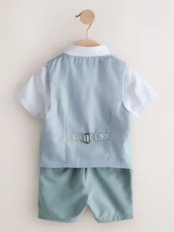 Kostuums En Herenvesten|Next Lichtblauw - Set met gilet, overhemd, korte broek & stropdas (3mnd-9jr)