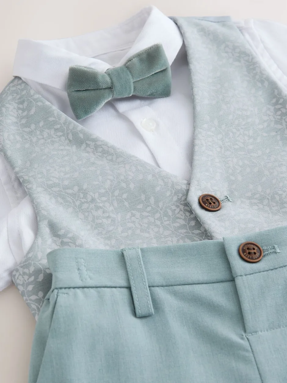 Kostuums En Herenvesten|Next Lichtblauw - Set met gilet, overhemd, korte broek & stropdas (3mnd-9jr)