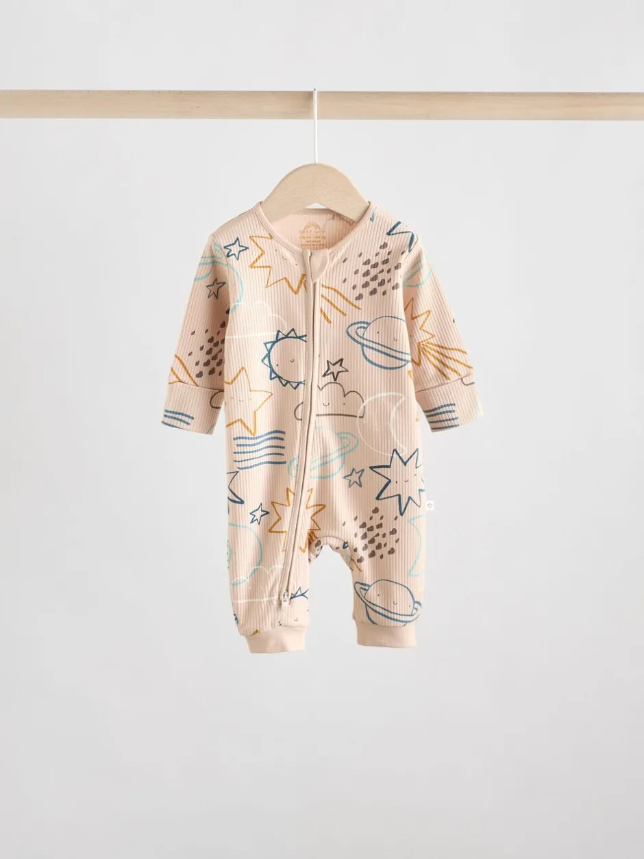 Multipacks|Babypakjes En Babypyjama's*Next - Set van 3 baby pyjama's zonder voetjes met tweewegrits van katoen (0mnd-3jr) Lichtblauw