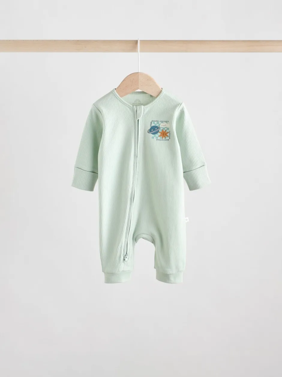 Multipacks|Babypakjes En Babypyjama's*Next - Set van 3 baby pyjama's zonder voetjes met tweewegrits van katoen (0mnd-3jr) Lichtblauw