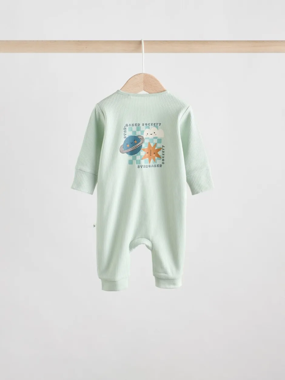 Multipacks|Babypakjes En Babypyjama's*Next - Set van 3 baby pyjama's zonder voetjes met tweewegrits van katoen (0mnd-3jr) Lichtblauw
