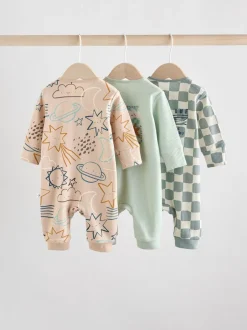 Multipacks|Babypakjes En Babypyjama's*Next - Set van 3 baby pyjama's zonder voetjes met tweewegrits van katoen (0mnd-3jr) Lichtblauw
